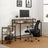 Writing Study Desk - Wood - Rustic Brown and Black - Monitor Stand and File Storage Shelves