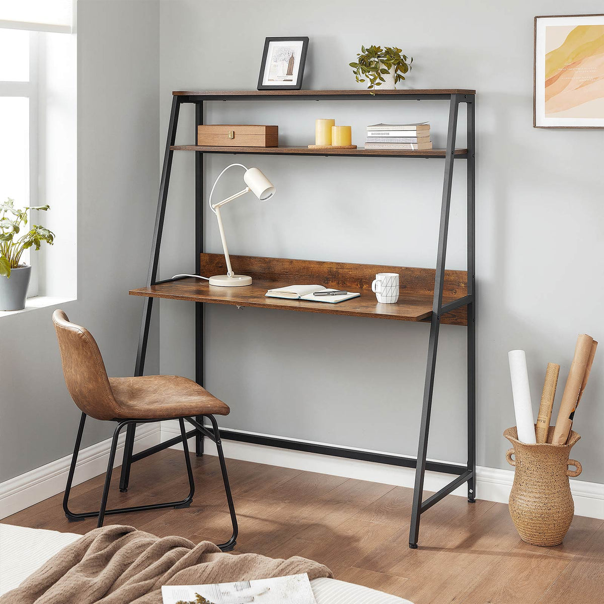 Computer Desk – Storage Shelves – Steel Frame