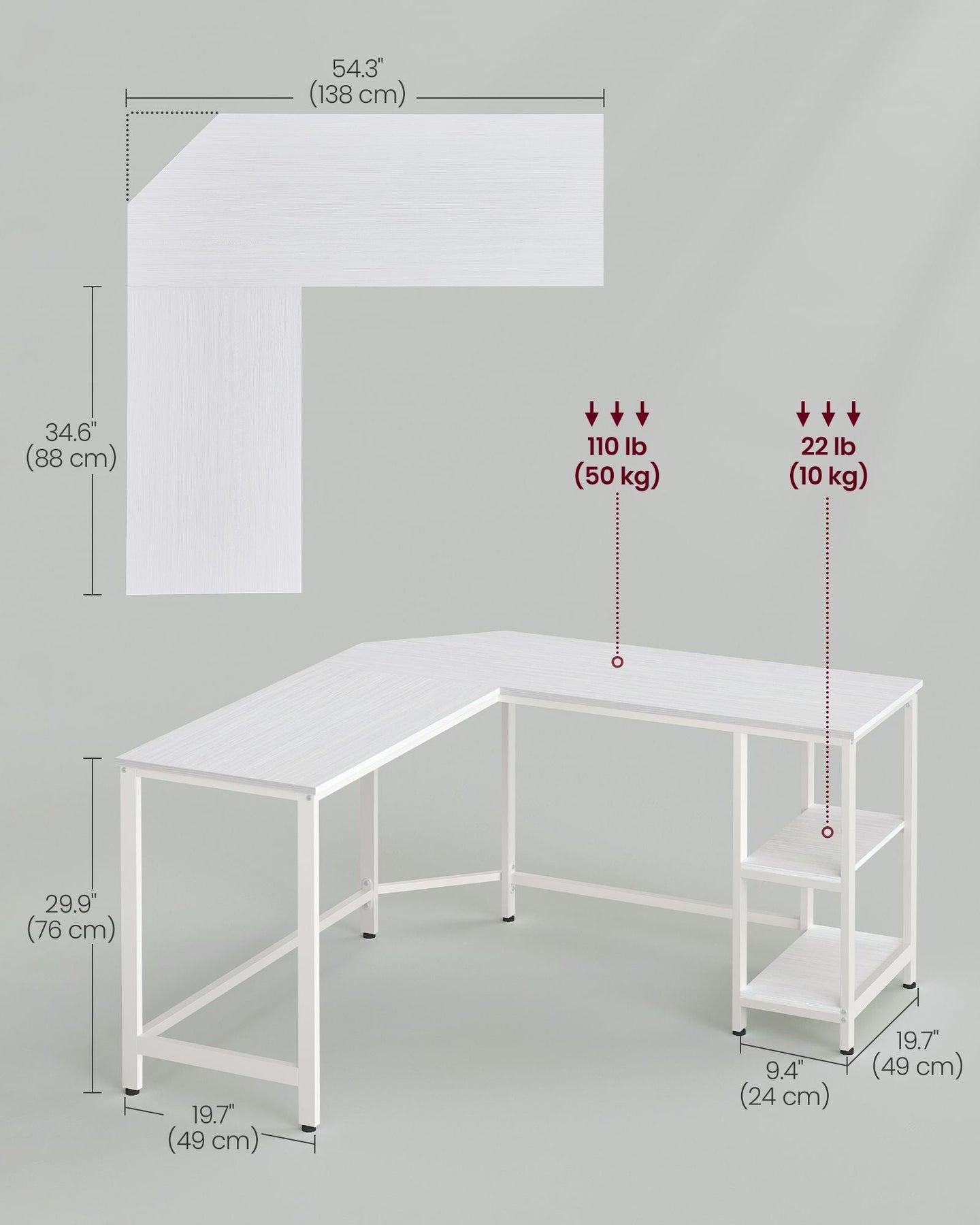 L-Shaped Corner Computer Desk - Wood - Rustic Brown