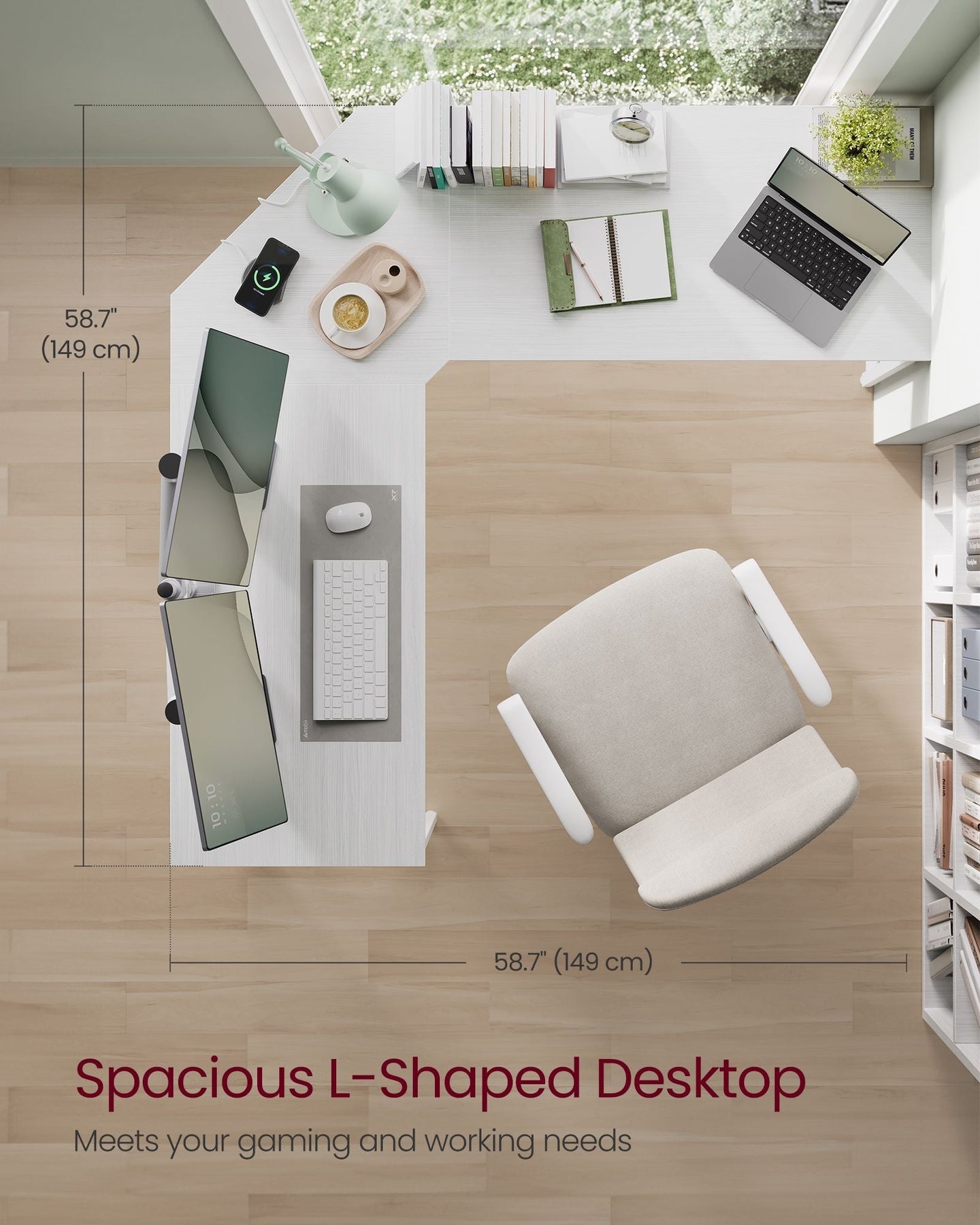 L-Shaped Gaming Desk - Maple and White