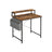 Small Computer Desk - Wood - Rustic Brown and Black - Includes Monitor Riser and Fabric Storage Bag