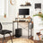 Small Computer Desk - Wood - Rustic Brown and Black - Includes Monitor Riser and Fabric Storage Bag