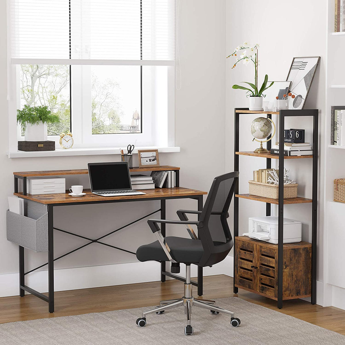Computer Desk – Monitor Shelf – Storage Bags – Adjustable Feet