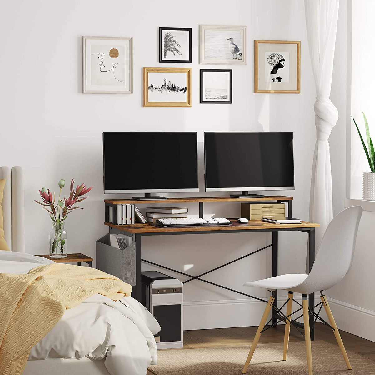 Computer Desk – Monitor Shelf – Storage Bags – Adjustable Feet