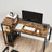 Writing Desk - Wood - Rustic Brown and Black - Reversible Shelves and Storage Bag