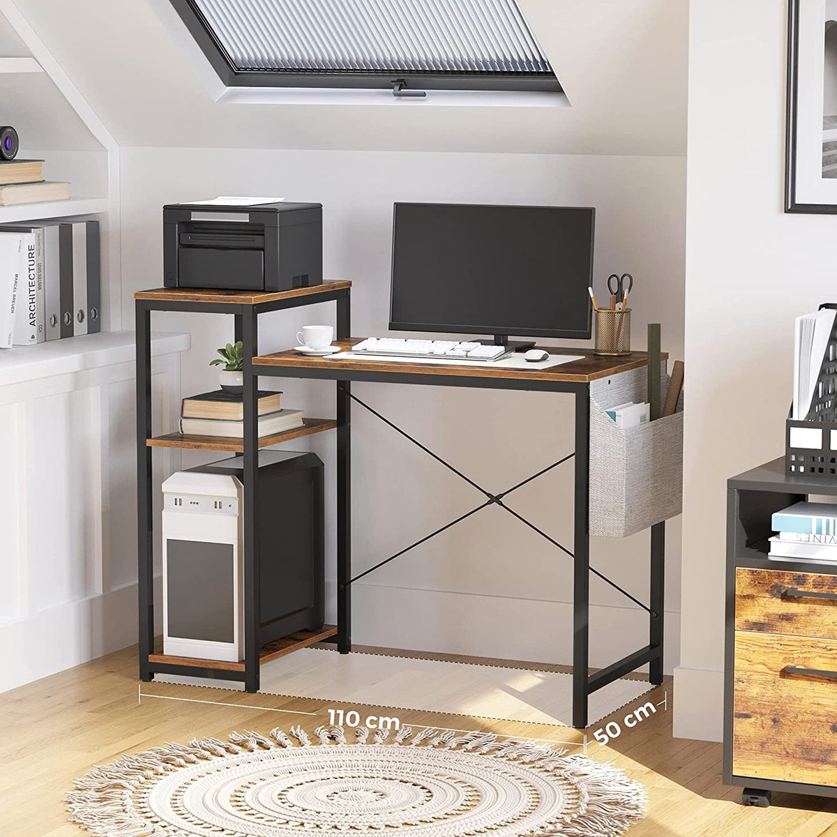 Computer Desk – Storage Bags – Storage Shelves – Reversible Design
