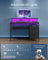 Gaming Desk - Wood - Ebony Black - LED Lights with Built-In Power Outlets and Monitor Shelf