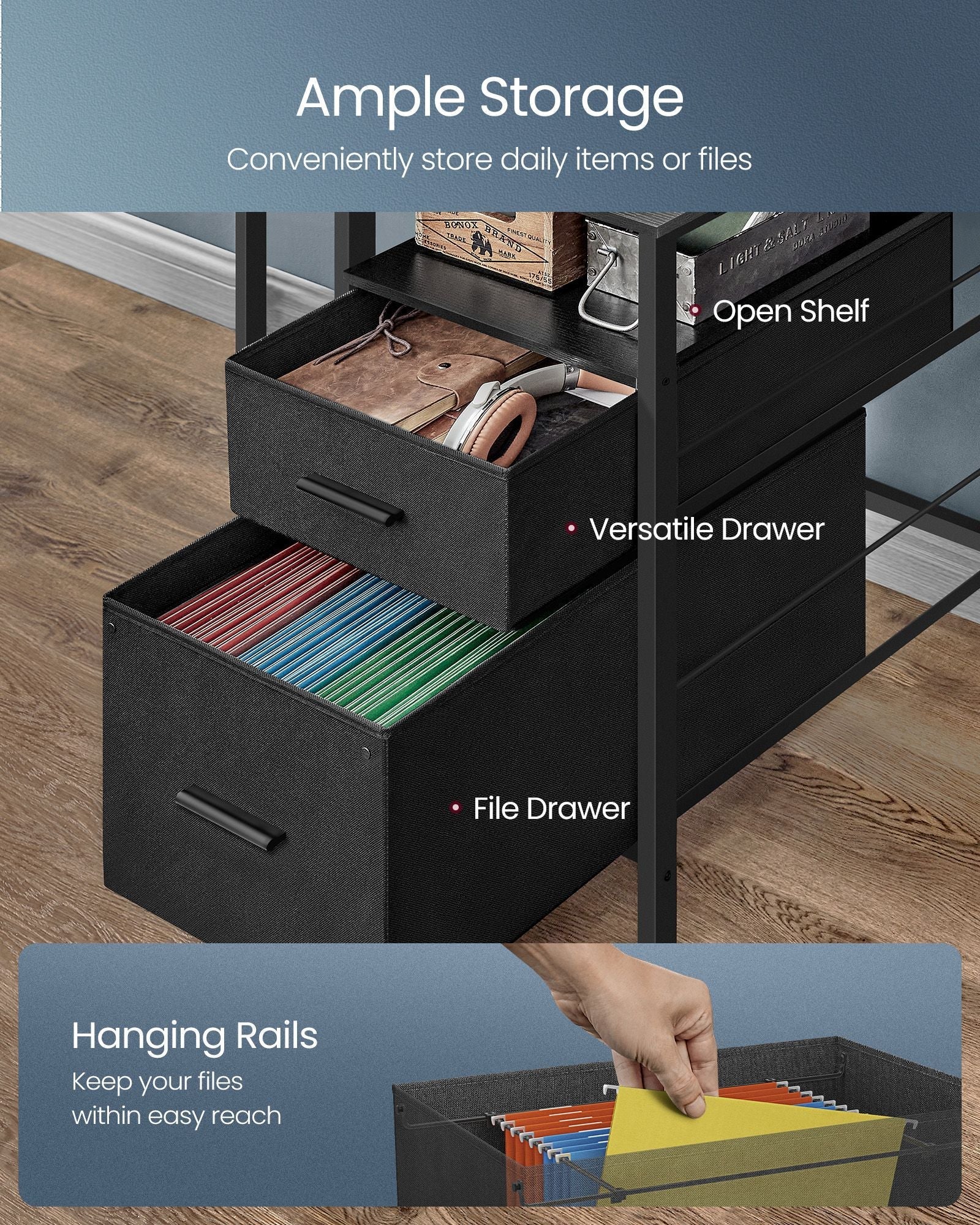 Gaming Desk - Engineered Wood - Ebony Black - LED Lights
