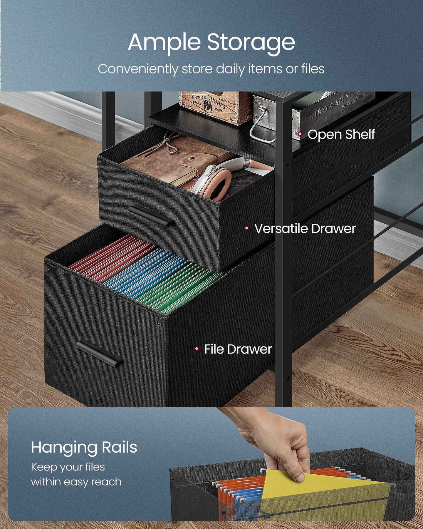 Gaming Desk - Engineered Wood - Ebony Black - LED Lights