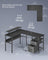 L-Shaped Computer Desk - Wood - Ebony Black - Features Power Outlets and Monitor Shelf