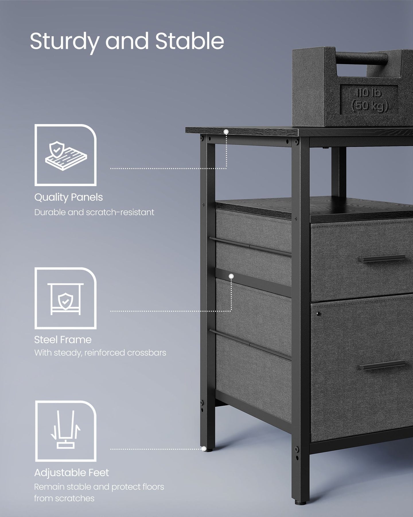 L-Shaped Computer Desk - Wood - Ebony Black - Features Power Outlets and Monitor Shelf