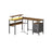 L-Shaped Computer Desk - Engineered Wood - Rustic Brown - with Power Outlets and Monitor Shelf