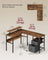 L-Shaped Computer Desk - Engineered Wood - Rustic Brown - with Power Outlets and Monitor Shelf