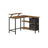 L-Shaped Desk - Wood - Rustic Brown - Features 2 Spacious Drawers and Monitor Stand