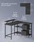 L-Shaped Desk - Wood - Ebony Black - Features 2 Spacious Drawers and Adjustable Storage Shelf