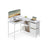 L-Shaped Desk - Wood - Maple White - Features Dual Spacious Drawers and Adjustable Storage Shelf