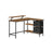 L-Shaped Desk - Wood - Rustic Brown - Spacious with Adjustable Monitor Stand and Storage Shelf