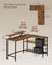 L-Shaped Desk - Wood - Rustic Brown - Spacious with Adjustable Monitor Stand and Storage Shelf