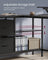 L-Shaped Desk - Wood - Ebony Black - 2 Spacious Drawers with Monitor Stand and Adjustable Storage Shelf