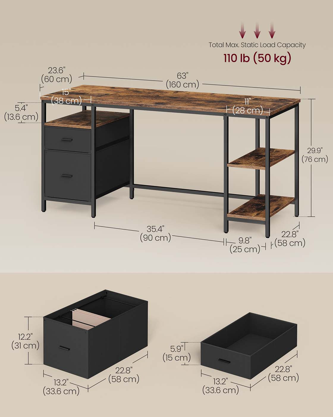 Computer Desk - Wood - Rustic Brown