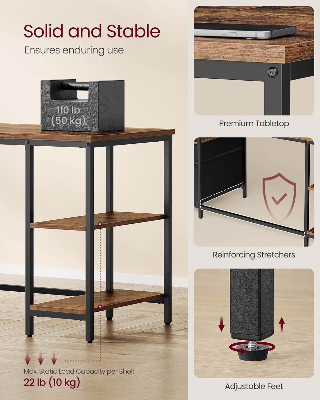 Computer Desk - Wood - Rustic Brown