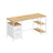 Computer Desk 3 Shelves 2 Drawers - Wood and Steel - Natural Oak and Cloud White