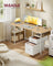 Computer Desk 3 Shelves 2 Drawers - Wood and Steel - Natural Oak and Cloud White