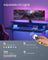 Gaming Desk - Wood - Black - LED Lights and Built-In Power Outlets with Monitor Shelf