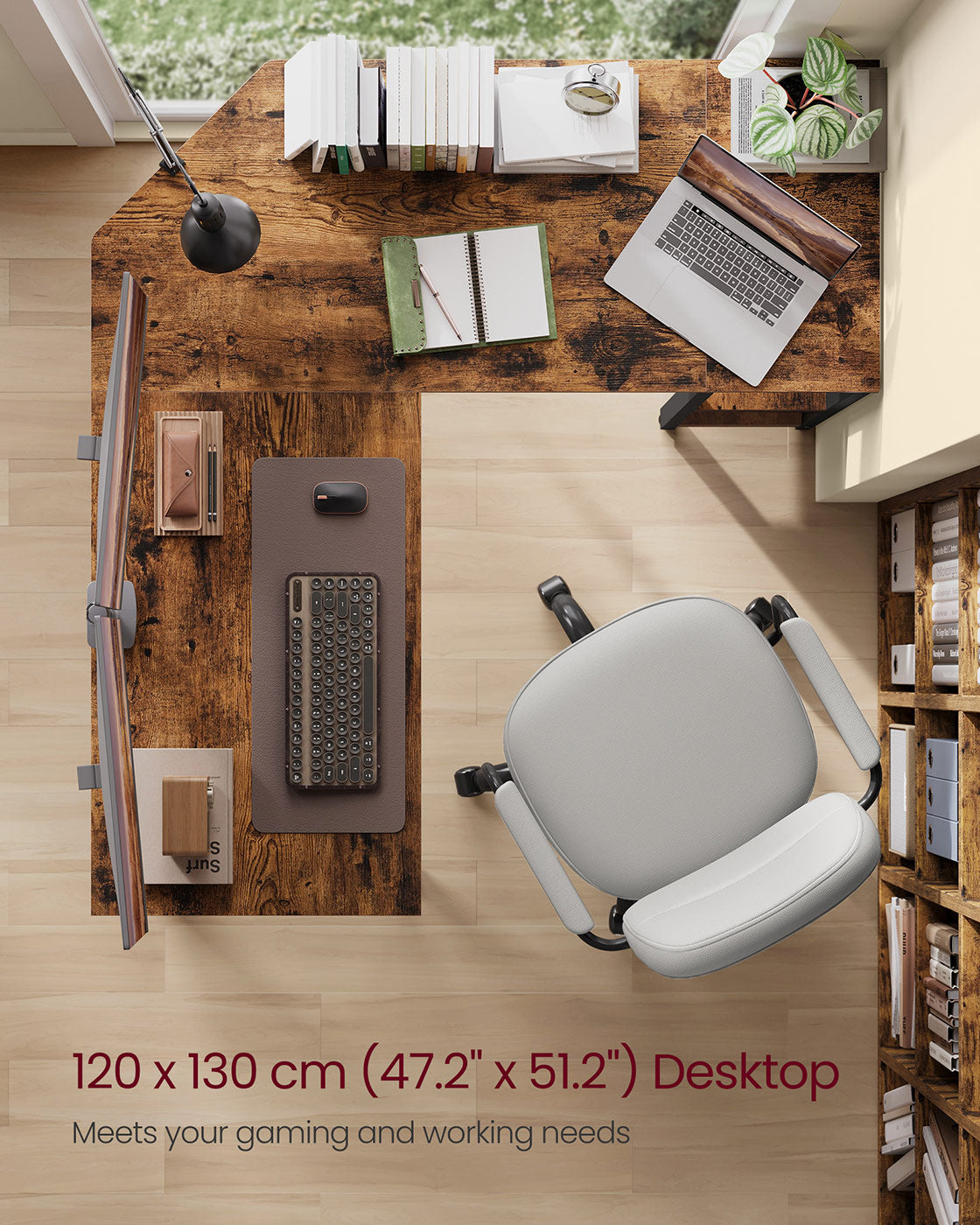 L-Shaped Computer Desk - Wood - Rustic Brown
