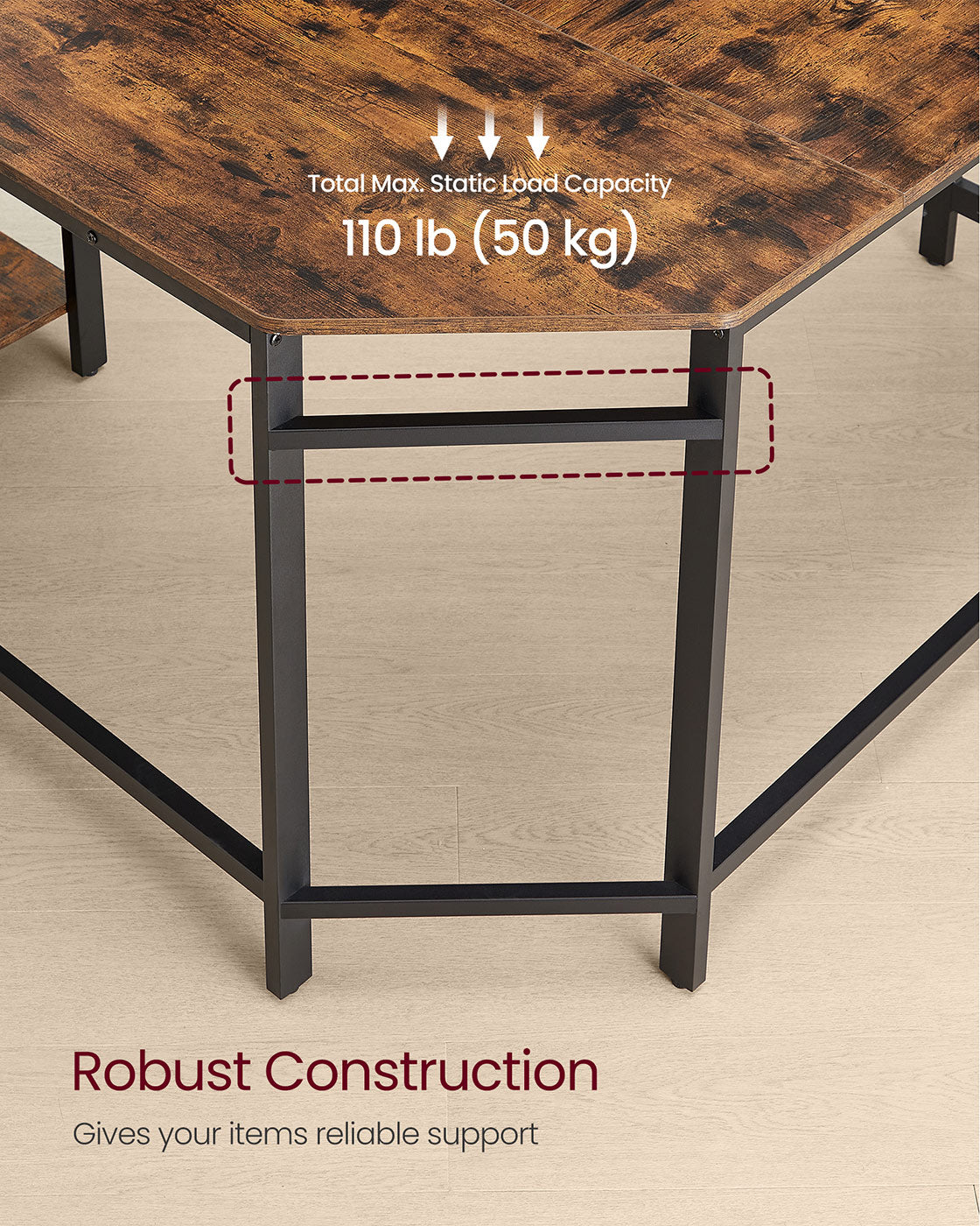 L-Shaped Computer Desk - Wood - Rustic Brown