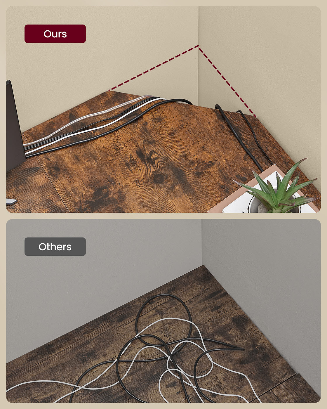L-Shaped Computer Desk - Wood - Rustic Brown