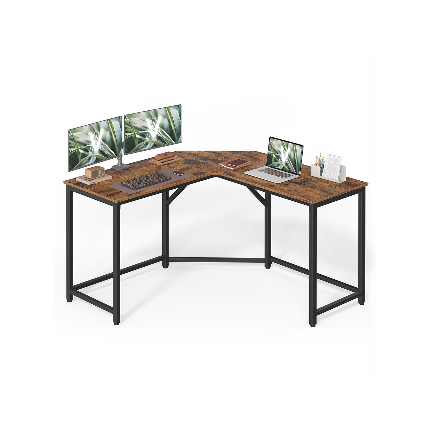 L-Shaped Computer Desk - Wood - Rustic Brown