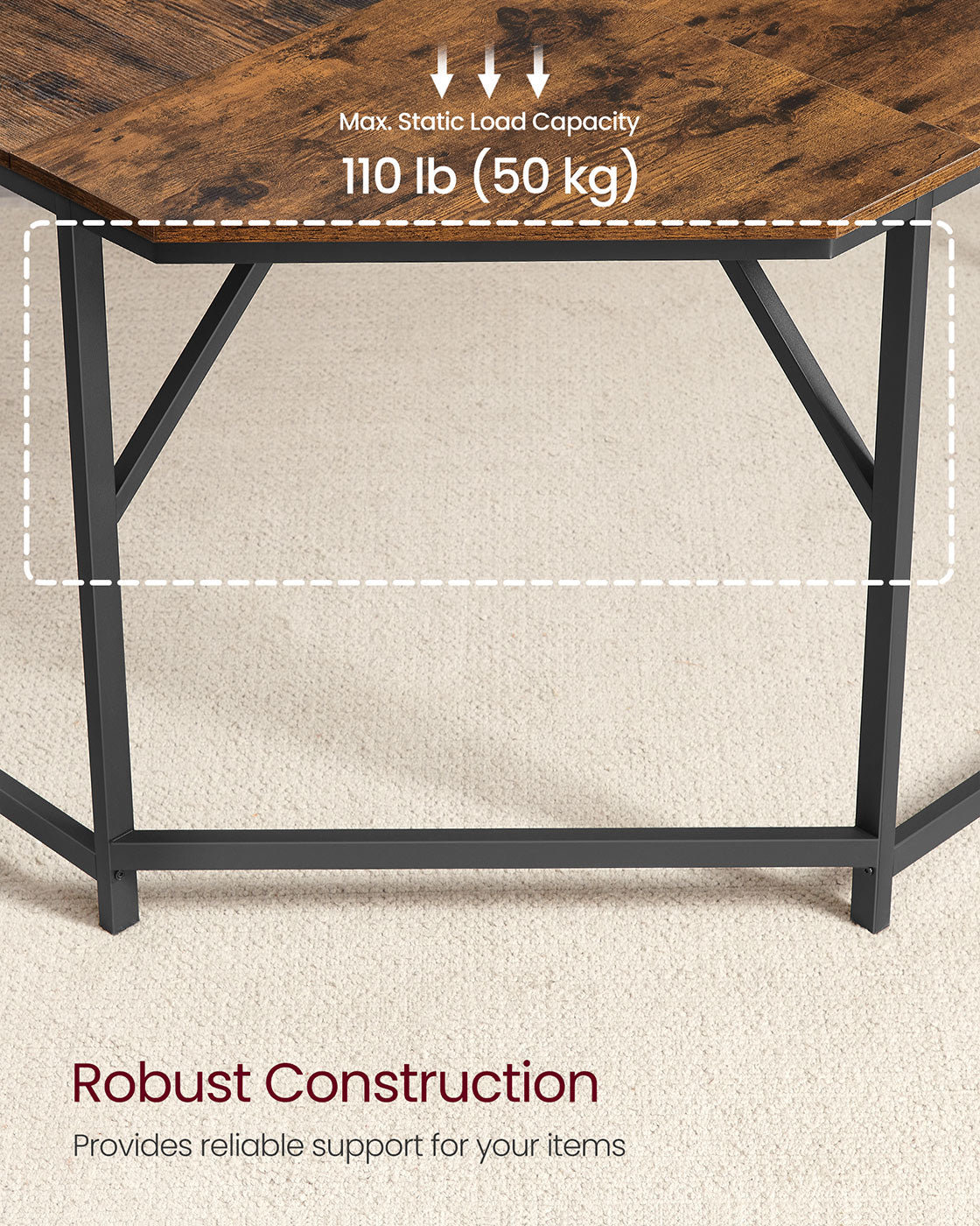 L-Shaped Computer Desk - Wood - Rustic Brown