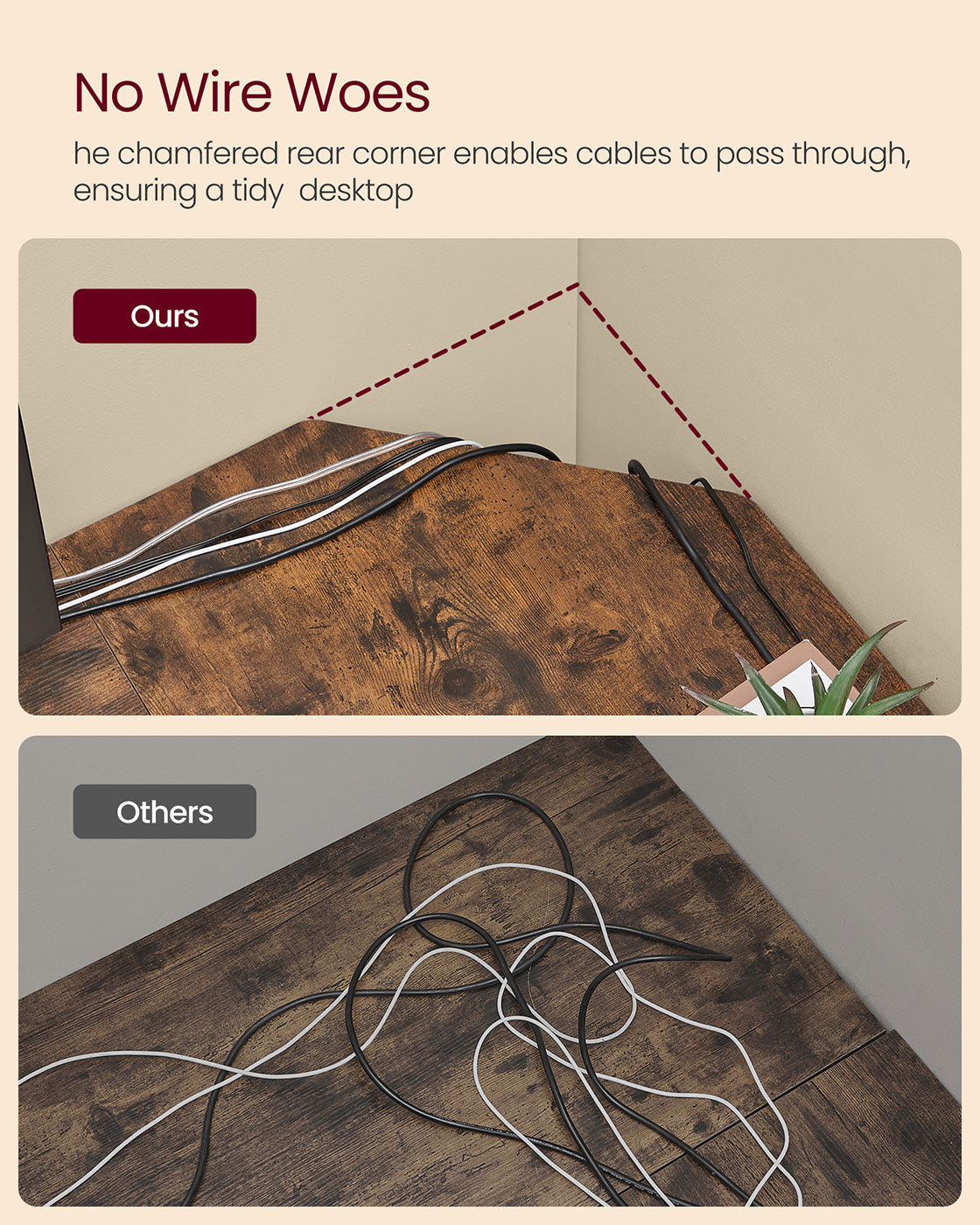 L-Shaped Computer Desk - Wood - Rustic Brown