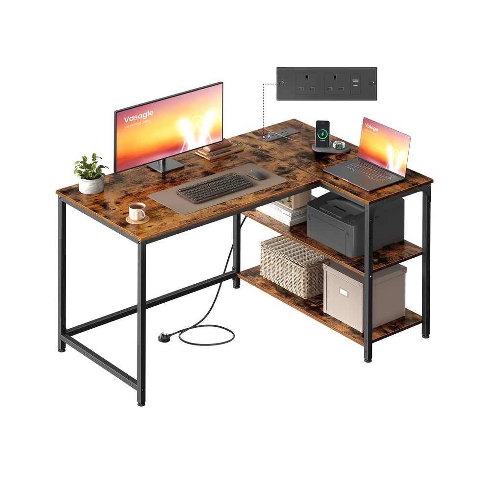 L Shaped Corner Desk - 110 x 80 - Particleboard - Height-Adjustable Shelves