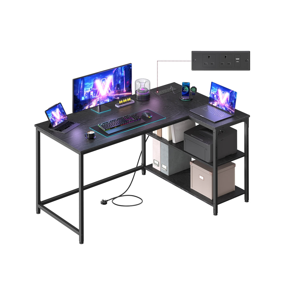 L Shaped Corner Desk - 120x80 - Particleboard - Power Outlets