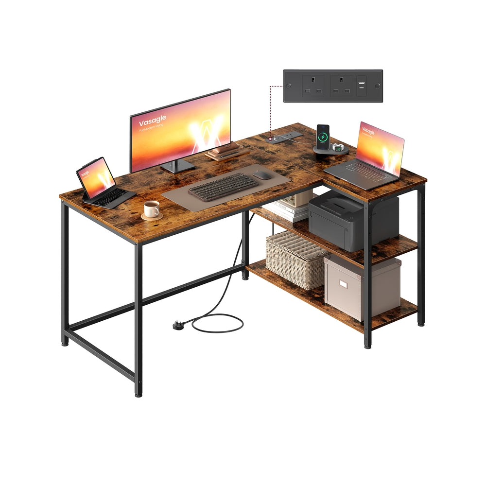 L Shaped Corner Desk - 120x80 - Particleboard - Power Outlets