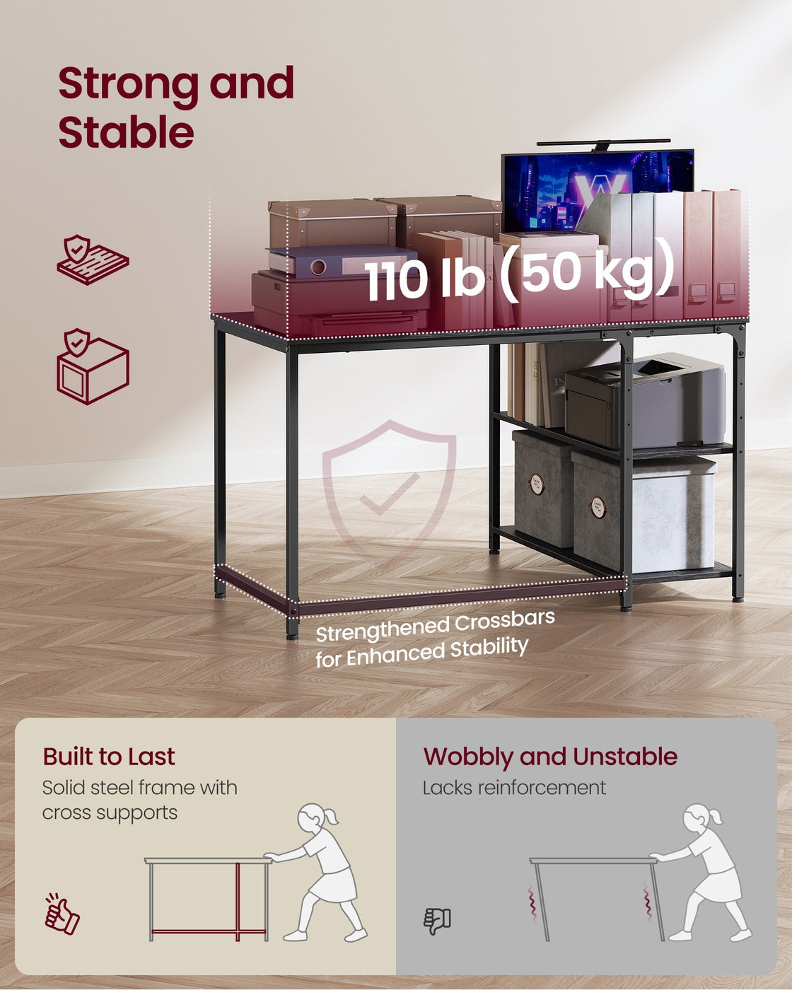 L Shaped Corner Desk - 110L - Particleboard - Storage