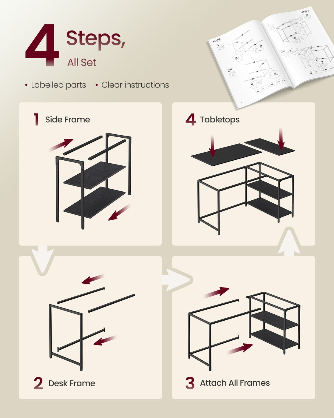 L Shaped Corner Desk - 110L - Particleboard - Storage