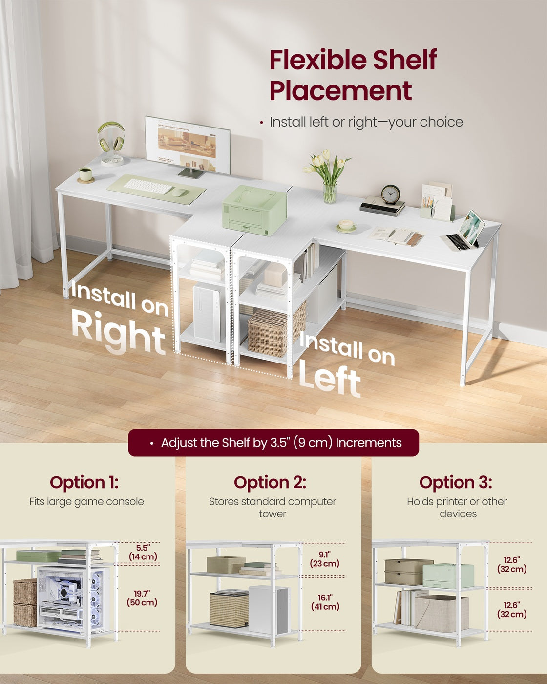 L Shaped Corner Desk - Particleboard - 43.3"W x 31.5"D x 29.9"H