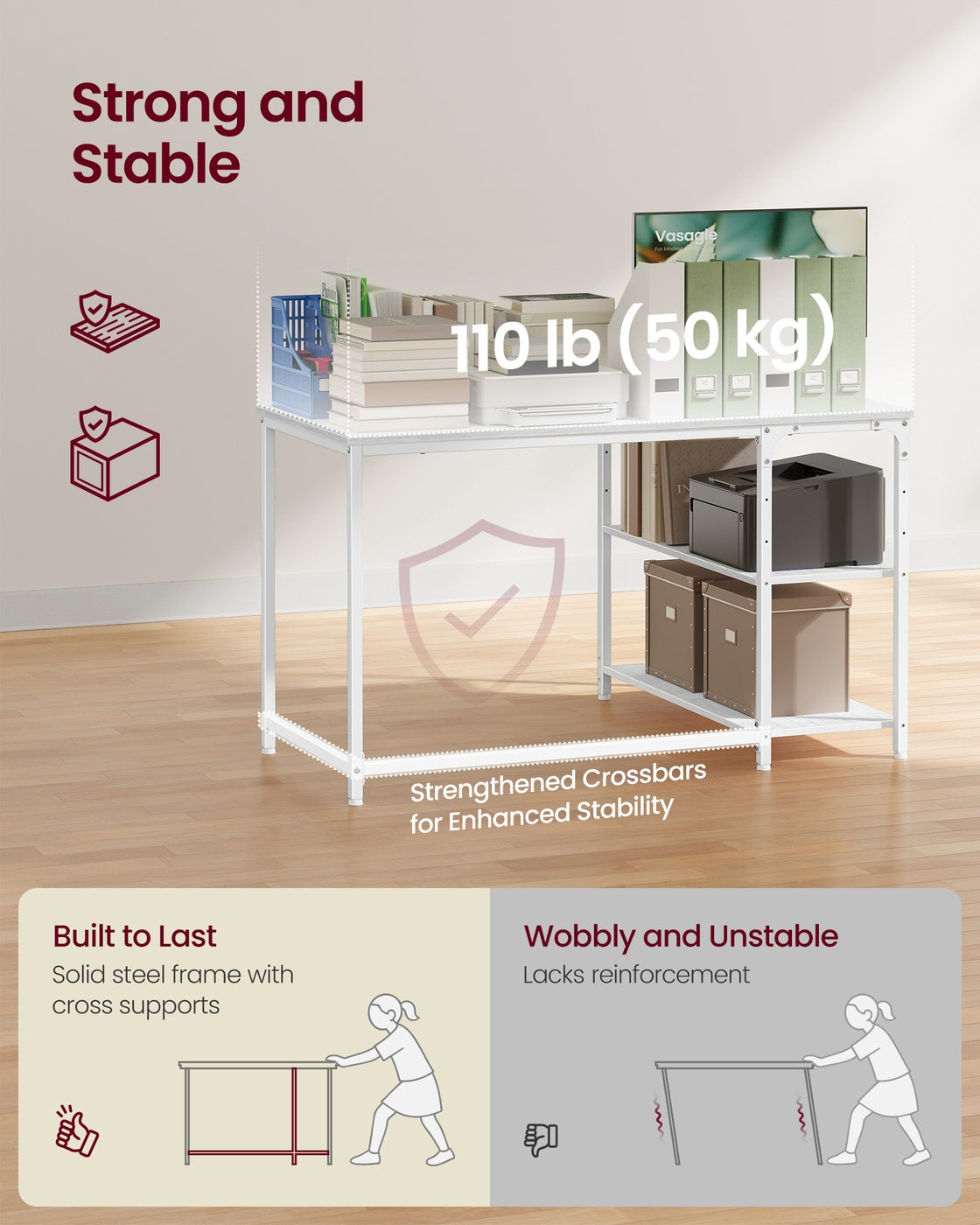 L Shaped Corner Desk - Particleboard - 43.3"W x 31.5"D x 29.9"H