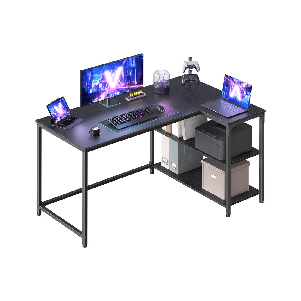 L Shaped Corner Desk - 120 x 80 - Particleboard - Reversible Height-Adjustable Shelves