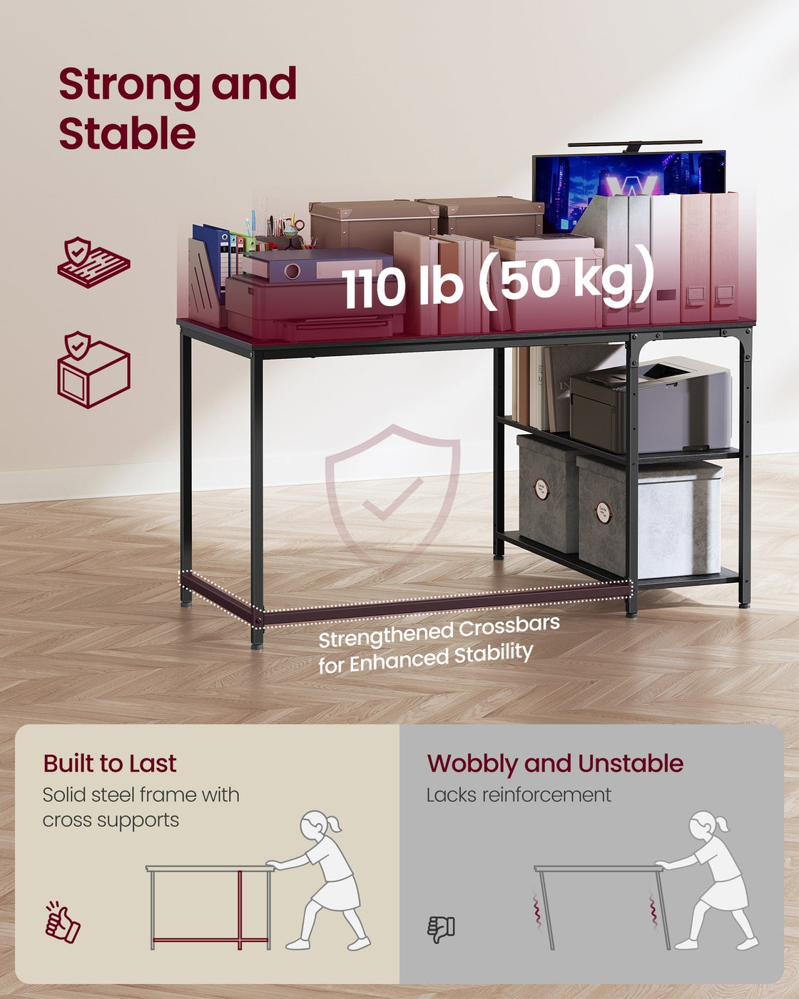 L Shaped Corner Desk - 120 x 80 - Particleboard - Reversible Height-Adjustable Shelves
