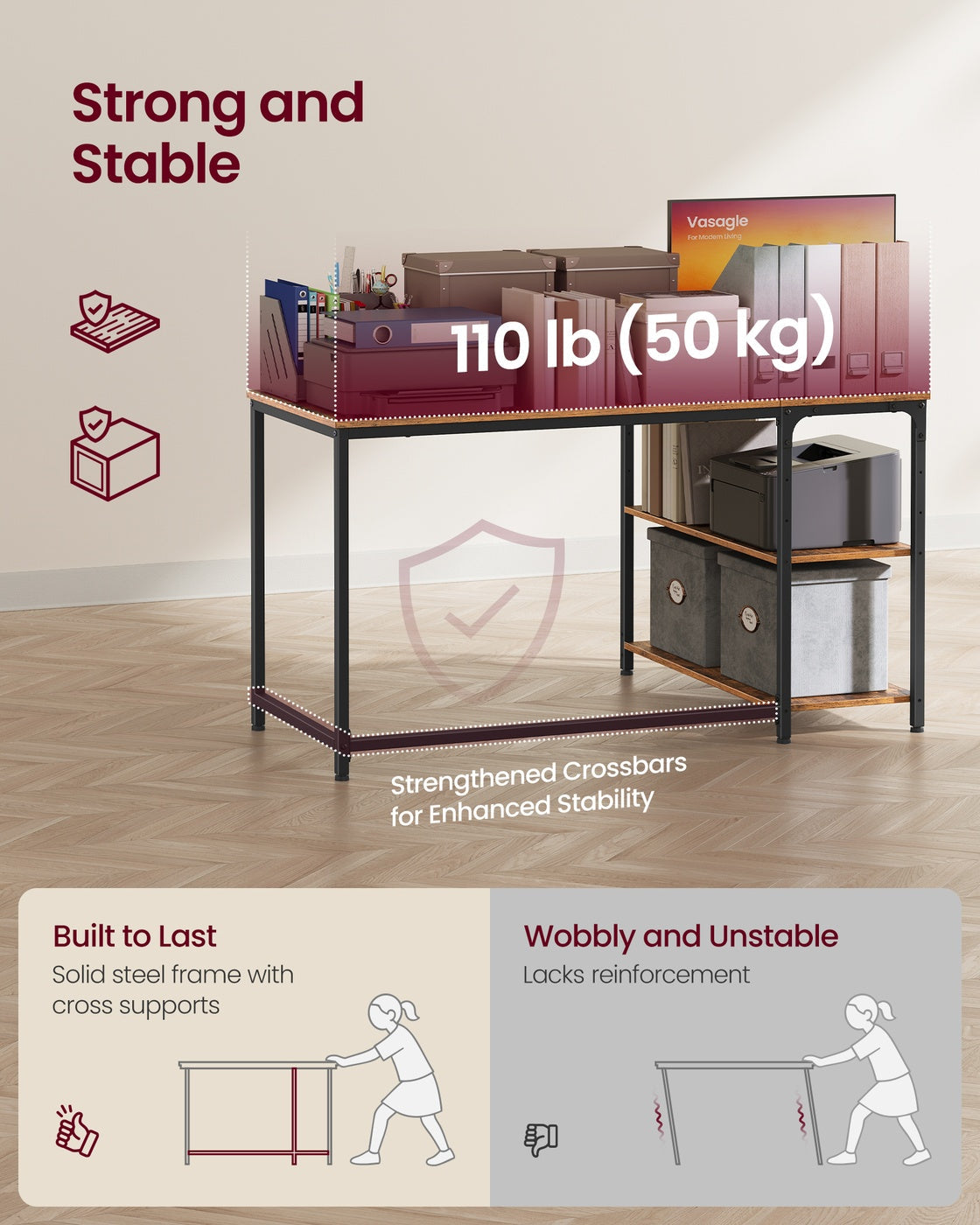 L Shaped Corner Desk - 120 x 80 cm - Particleboard - Reversible Height-Adjustable Shelves