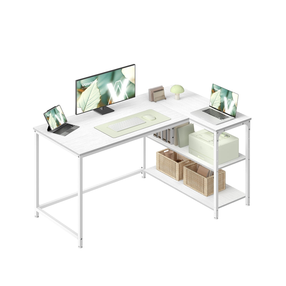 L Shaped Corner Desk - 120L - Particleboard - Reversible Height-Adjustable Shelves