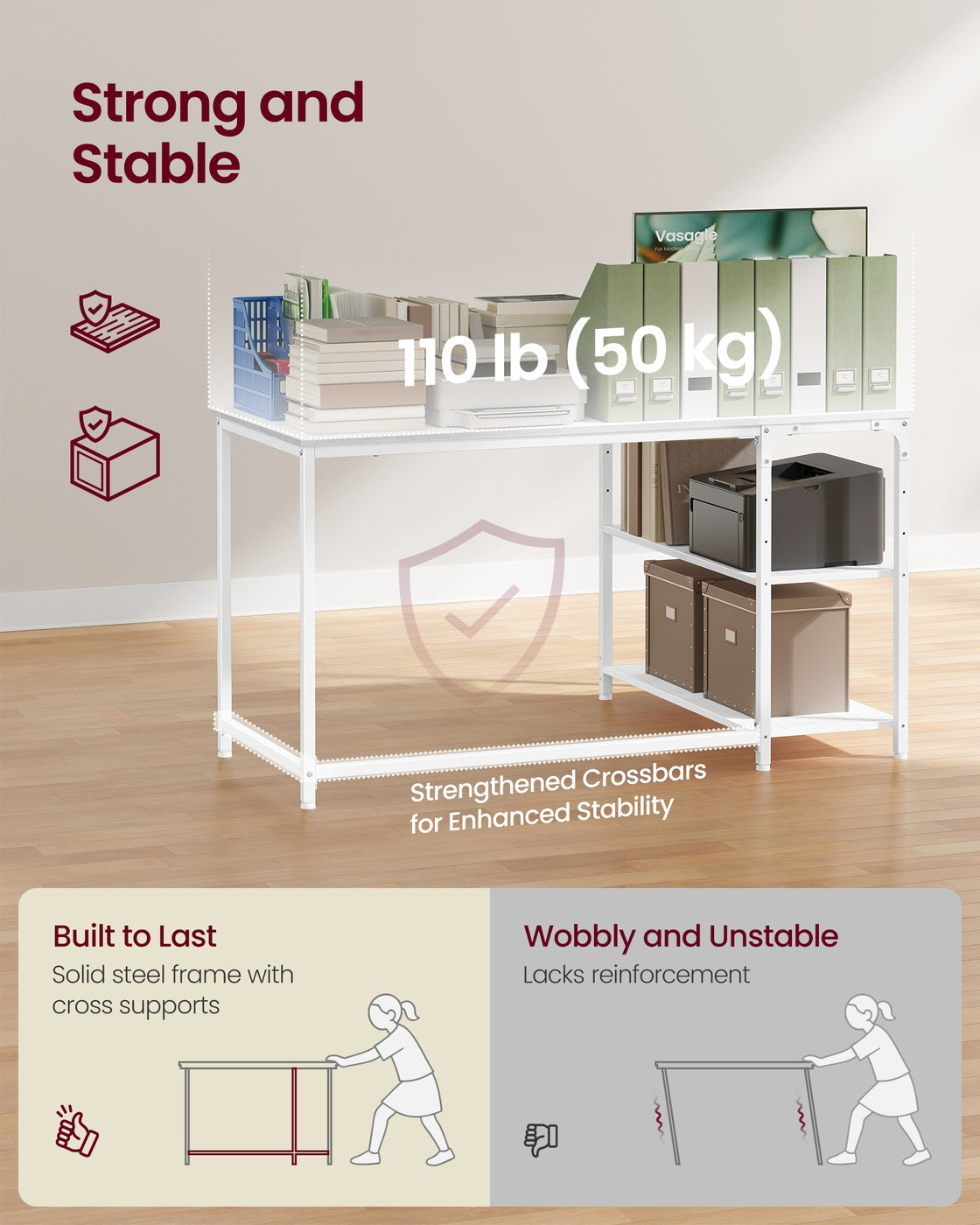 L Shaped Corner Desk - 120L - Particleboard - Reversible Height-Adjustable Shelves