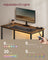 Computer Desk - Wood - Rustic Brown - With LED Lights and Built-In Power Outlets