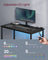 Computer Desk - Wood - Ebony Black - LED Lights and Built-In Power Outlets