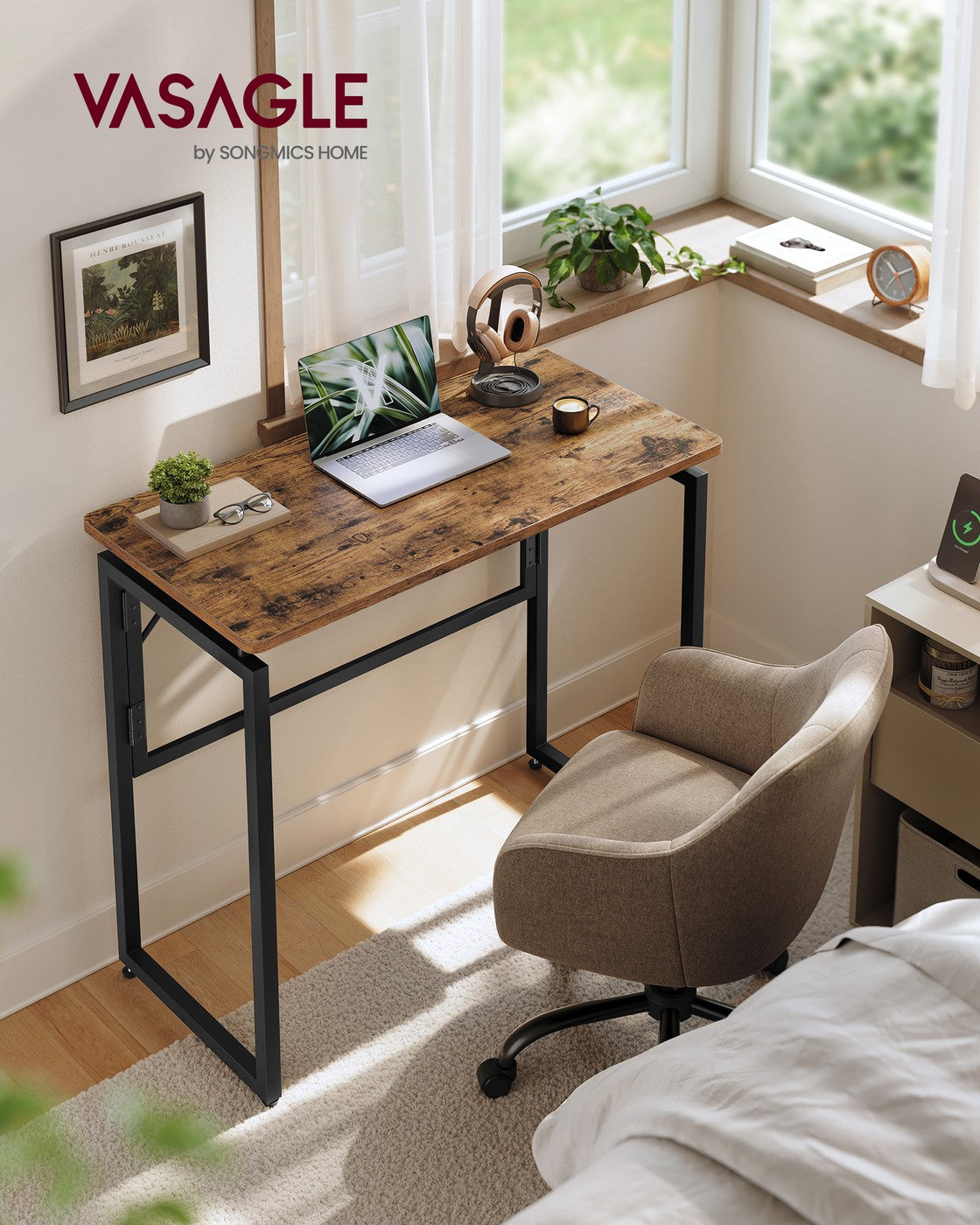 Desk - With Drawers and Storage - Rustic Brown - 80 x 40 x 74 cm