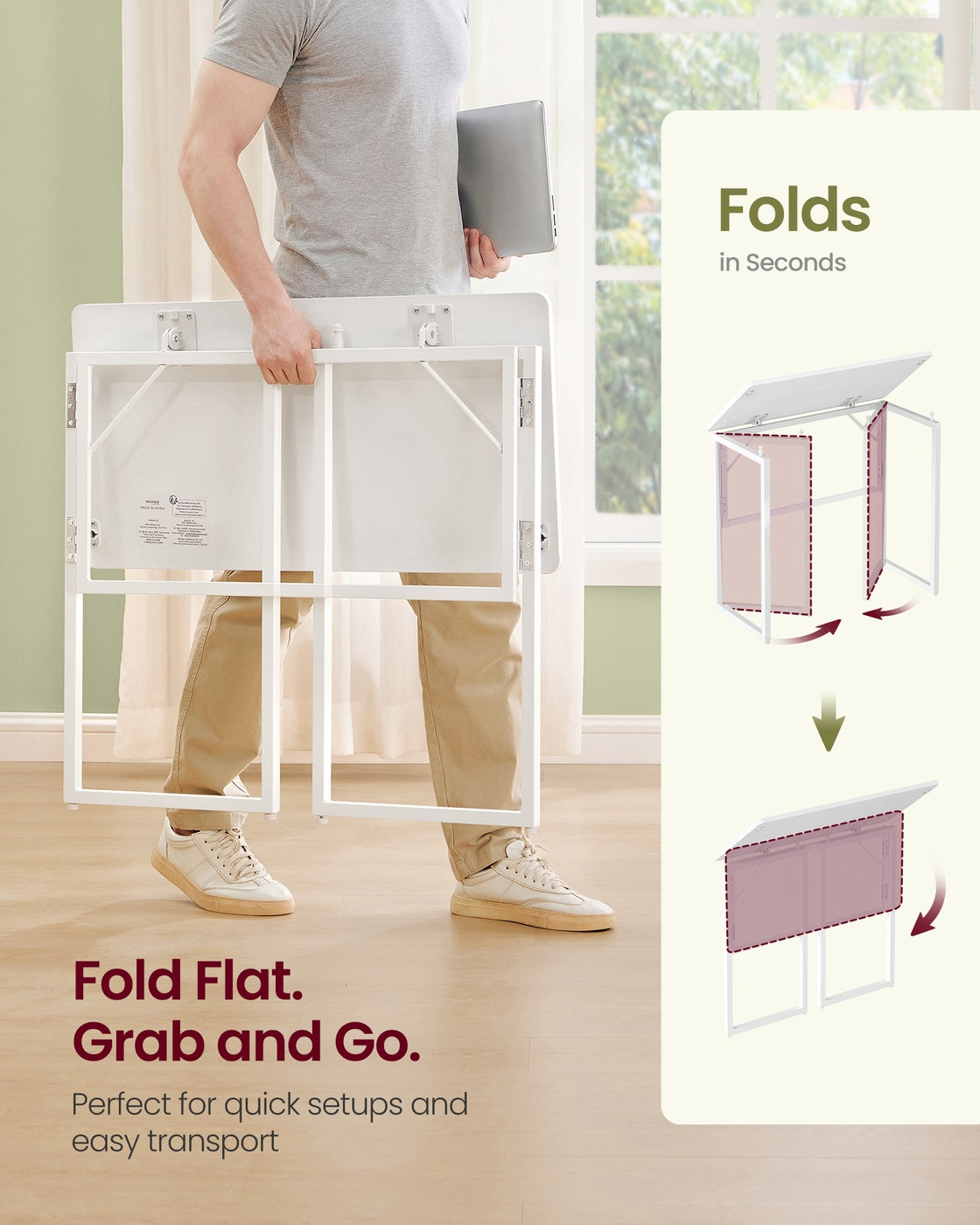 Folding Desk - 80x40 - Particleboard - Rounded Edges